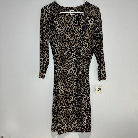 Anne Klein Dresses & Skirts - ANNE KLEIN Wrap Cheetah Dress, Long Sleeve, Size 10, Retails $99, New with tags